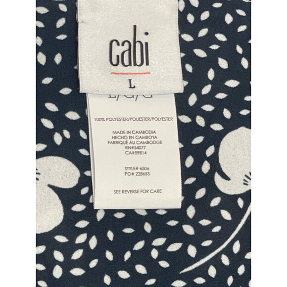 Cabi Blue Floral V-Neck Blouse Short Sleeves Dotted Print Lightweight Top Size L - Picture 5 of 11